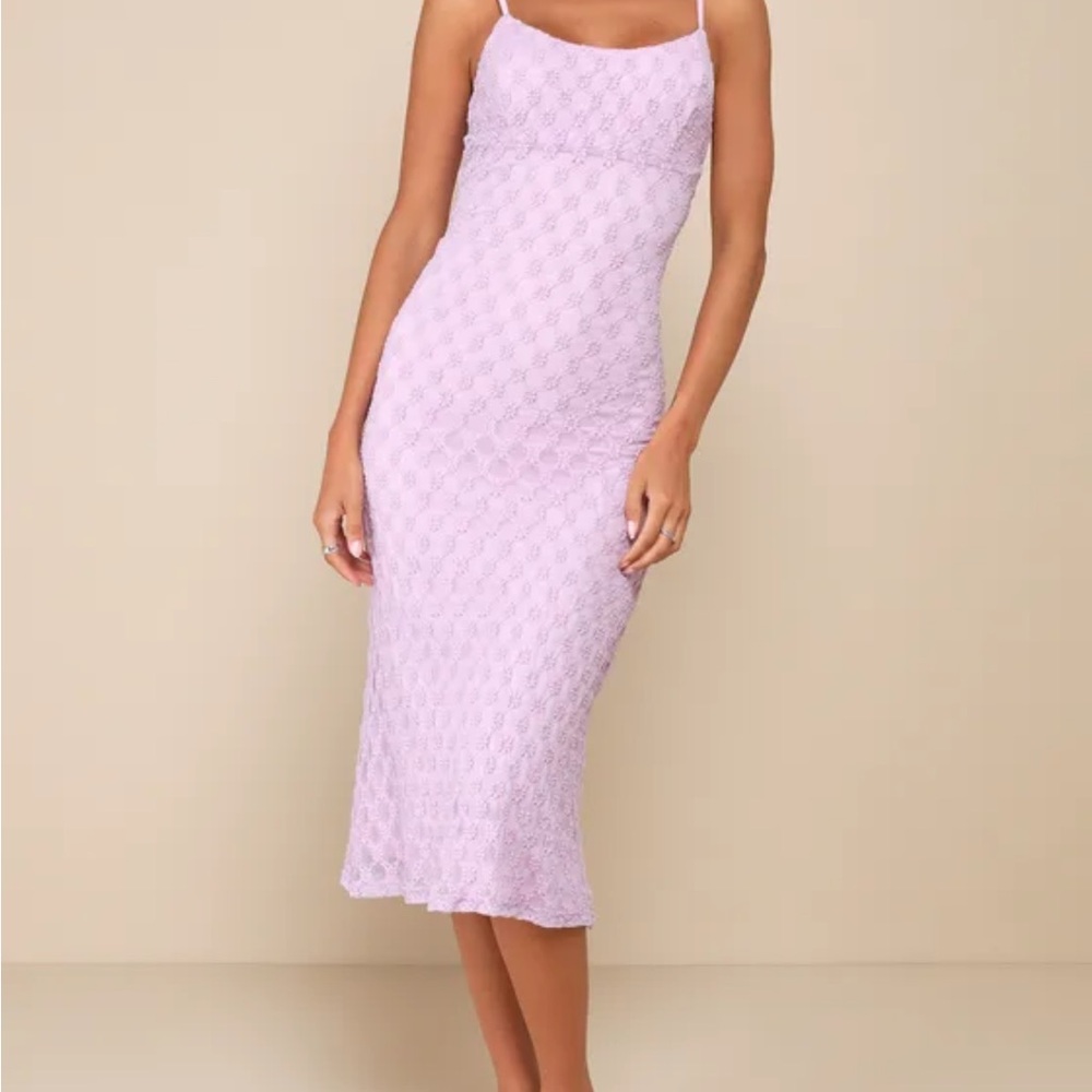 Lulus Lavender Lace Midi Dress